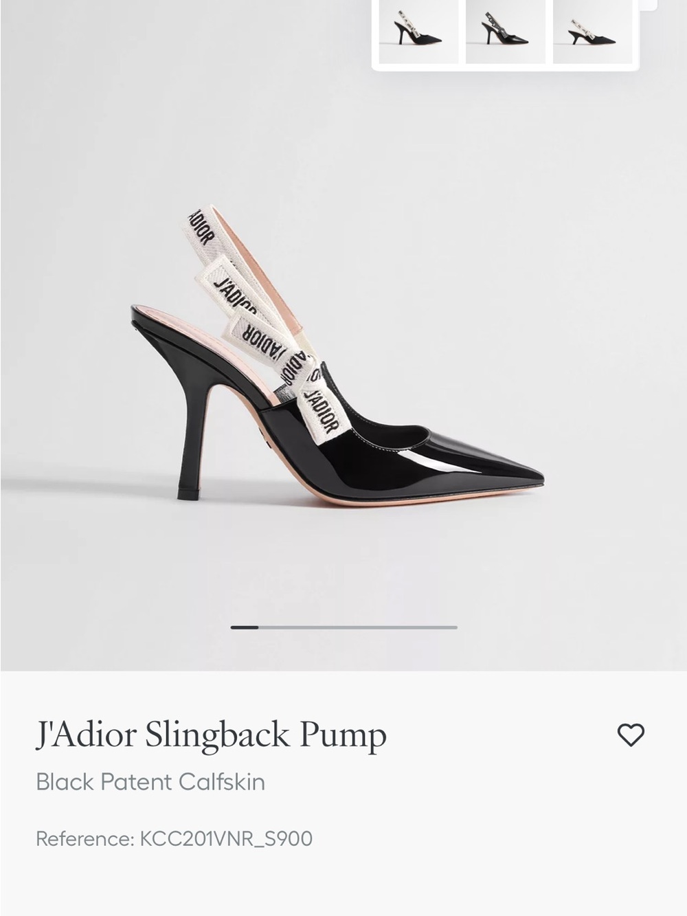 Dior Black Patent Slingback Pump with Branded Ribbon
